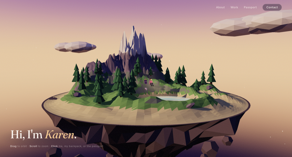 This portfolio's 3D floating island